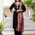 Women's black viscose chanderi silk embroidered kurta pant set with jacquard organza dupatta