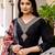 Women's black viscose chanderi silk embroidered kurta pant set with jacquard organza dupatta