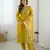 Women's yellow viscose silk sequin stone embroidered kurta pant set with organza dupatta