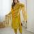 Women's yellow viscose silk sequin stone embroidered kurta pant set with organza dupatta