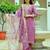 Women's dark pink viscose chanderi silk embroidered kurta pant set with organza dupatta