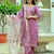 Women's dark pink viscose chanderi silk embroidered kurta pant set with organza dupatta