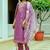 Women's dark pink viscose chanderi silk embroidered kurta pant set with organza dupatta