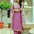 Women's dark pink viscose chanderi silk embroidered kurta pant set with organza dupatta