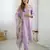 Women's lavender viscose silk sequin stone embroidered kurta pant set with organza dupatta