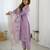 Women's lavender viscose silk sequin stone embroidered kurta pant set with organza dupatta