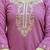Women's dark pink viscose chanderi silk embroidered kurta pant set with organza dupatta