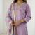 Women's lavender viscose silk sequin stone embroidered kurta pant set with organza dupatta