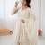 Cream Pure Kora Cotton Heavy Embroidery Work Summer wear Gown 