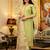 Women's lemon green viscose silk embroidered kurta pant set with jacquard organza dupatt