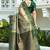 Pista green  soft silk blend banarasi jacuard work designer party wear saree with unstitched blouse piece