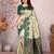 Pista green  soft silk blend banarasi jacuard work designer party wear saree with unstitched blouse piece