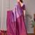 Lavender  soft silk blend banarasi jacuard work designer party wear saree with unstitched blouse piece