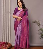 lavender soft art silk blend banarasi jacuard work designer party wear saree with unstitched blouse piece