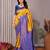 Yellow royalblue soft silk blend banarasi jacuard work designer party wear saree with unstitched blouse piece