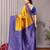 Yellow royalblue soft silk blend banarasi jacuard work designer party wear saree with unstitched blouse piece