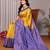 Yellow royalblue soft silk blend banarasi jacuard work designer party wear saree with unstitched blouse piece