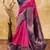 pink neavyblue silk blend banarasi saree with unstitched blouse piece