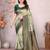 Pista green soft silk blend banarasi jacuard work designer party wear saree with unstitched blouse piece