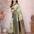 Pista green soft silk blend banarasi jacuard work designer party wear saree with unstitched blouse piece