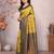 Yellow green soft silk blend banarasi jacuard work designer party wear saree with unstitched blouse piece