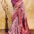 Light pink wine soft silk blend banarasi jacuard work designer party wear saree with unstitched blouse piece