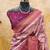 Light pink wine soft silk blend banarasi jacuard work designer party wear saree with unstitched blouse piece