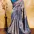 peach sky silk blend banarasi saree with unstitched blouse piece