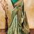 Pista green  soft silk blend banarasi jacuard work designer party wear saree with unstitched blouse piece