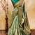 pista green silk blend banarasi saree with unstitched blouse piece