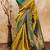 Yellow green soft silk blend banarasi jacuard work designer party wear saree with unstitched blouse piece