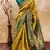 yellow green silk blend banarasi saree with unstitched blouse piece