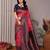 Pink neavy blue soft silk blend banarasi jacuard work designer party wear saree with unstitched blouse piece