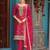 Elegant rani pink viscose jacquard  embroidered ethnic kurta set with palazzo & dupatta