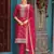 Elegant rani pink viscose jacquard  embroidered ethnic kurta set with palazzo & dupatta