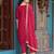 Elegant rani pink viscose jacquard  embroidered ethnic kurta set with palazzo & dupatta