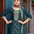 Elegant teal viscose jacquard  embroidered ethnic kurta set with palazzo & dupatta