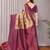 Cream wine soft silk blend banarasi jacuard work designer party wear saree with unstitched blouse piece