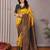 Yellow soft silk blend banarasi jacuard work designer party wear saree with unstitched blouse piece
