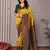 yellow silk blend banarasi saree with unstitched blouse piece