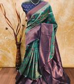 Rama soft silk blend banarasi jacuard work designer party wear saree with unstitched blouse piece