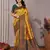 yellow green silk blend banarasi saree with unstitched blouse piece