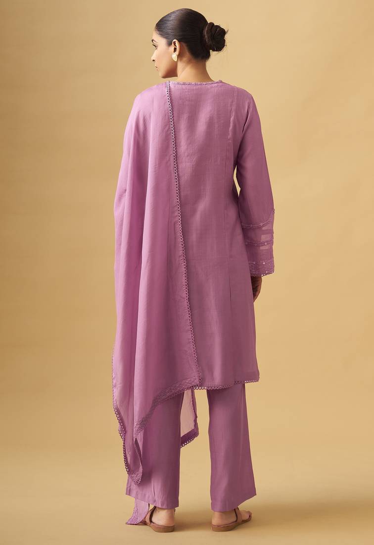 Modern ethnic viscose rayon set with sheer dupatta