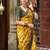 Yellow green soft silk blend banarasi jacuard work designer party wear saree with unstitched blouse piece