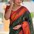 Green orange soft silk blend banarasi jacuard work designer party wear saree with unstitched blouse piece