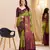 mehendi wine silk blend banarasi saree with unstitched blouse piece