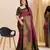 wine green silk blend banarasi saree with unstitched blouse piece