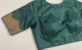 wine green silk blend banarasi saree with unstitched blouse piece 5