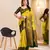 yellow green silk blend banarasi saree with unstitched blouse piece