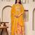 mustard georgette lehenga choli set with cape dupatta